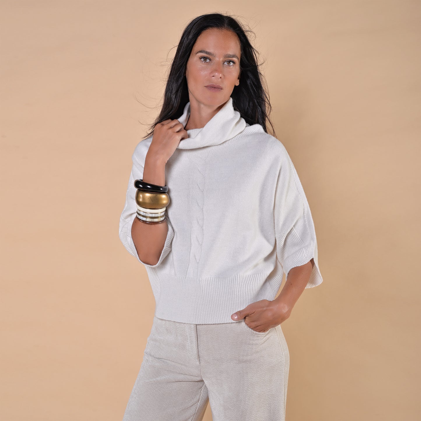 Pantaloni Gamba Larga in Velluto a Coste Cera