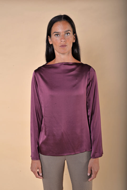Blusa Scollo a Barca Bordeaux