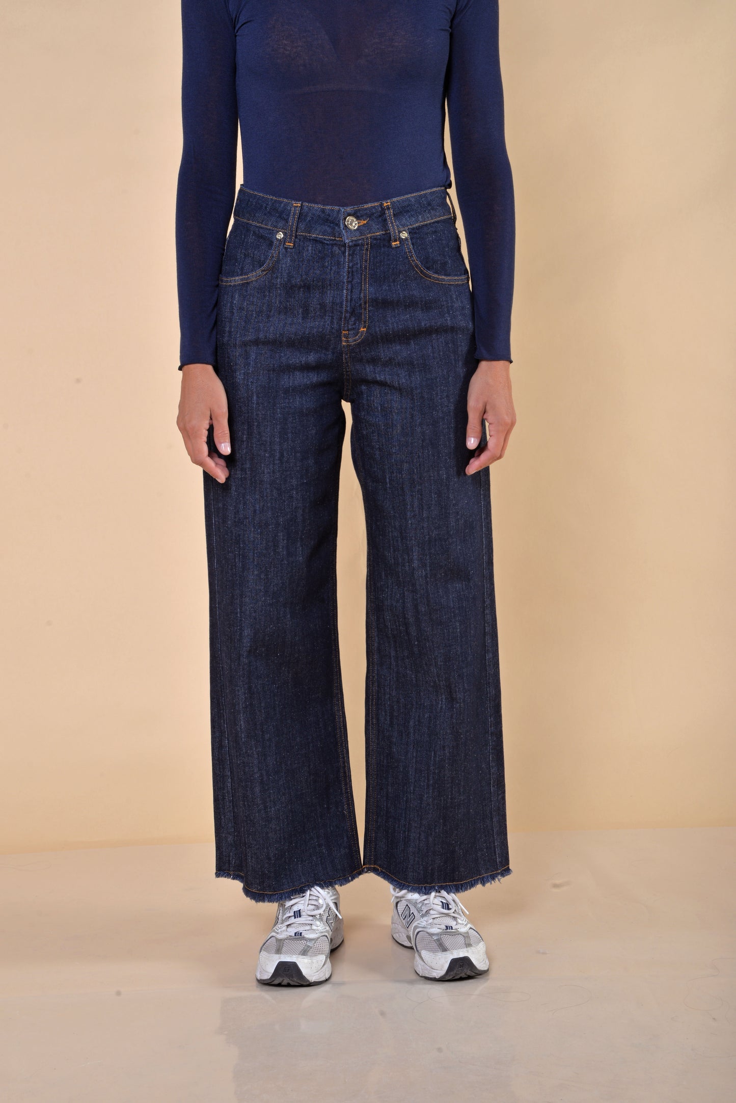 Jeans Gamba Larga Blu Denim