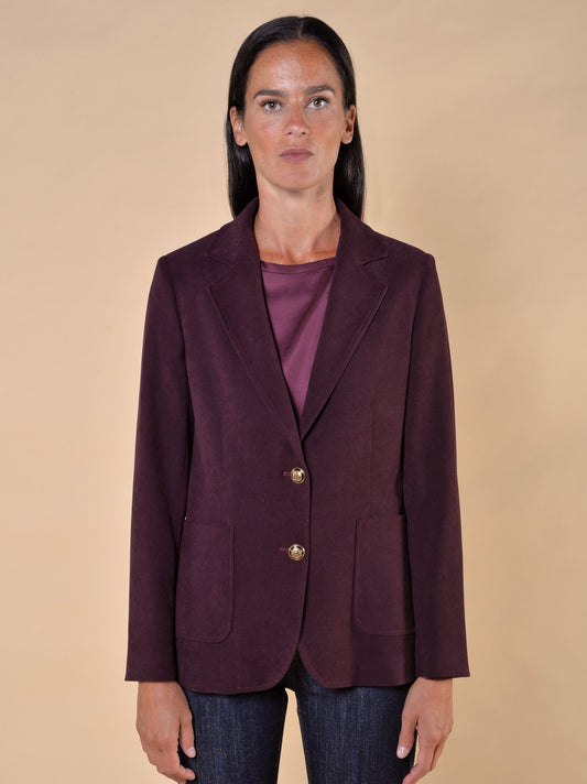 Giacca in Velluto Con Bottoni Oro Bordeaux