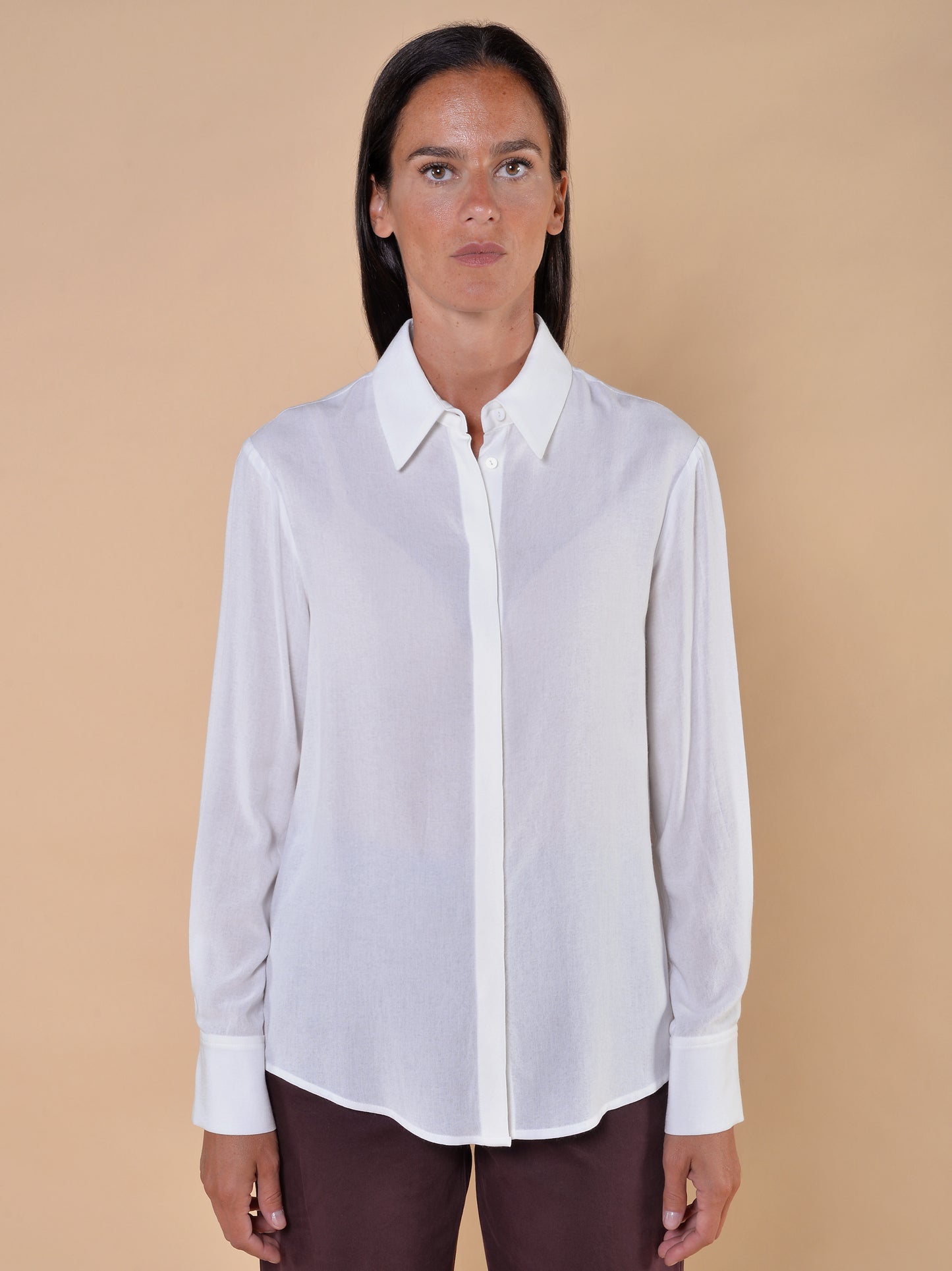 Camicia in Garza Polso Asimmetrico Panna