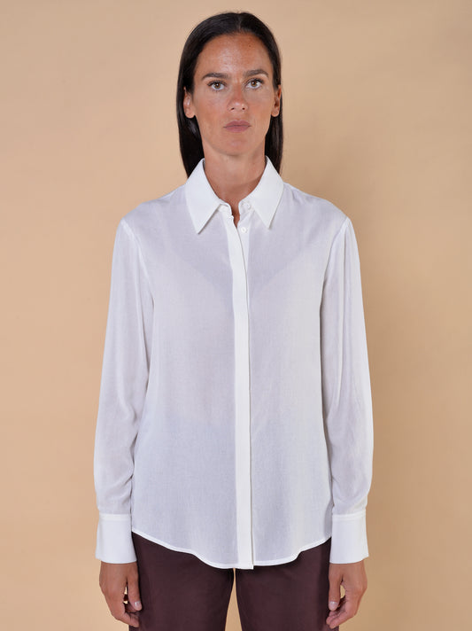 Camicia in Garza Polso Asimmetrico Panna
