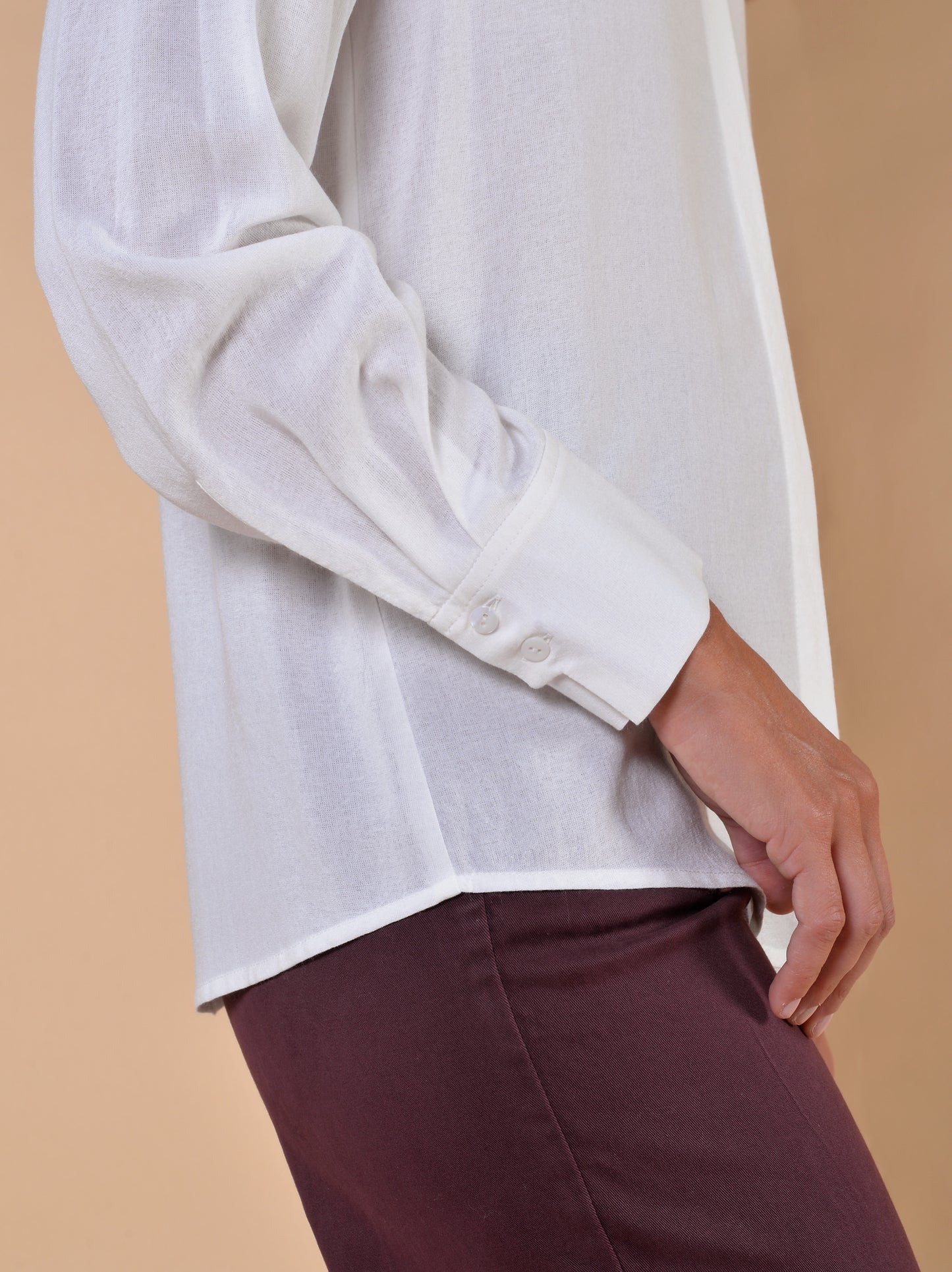 Camicia in Garza Polso Asimmetrico Panna