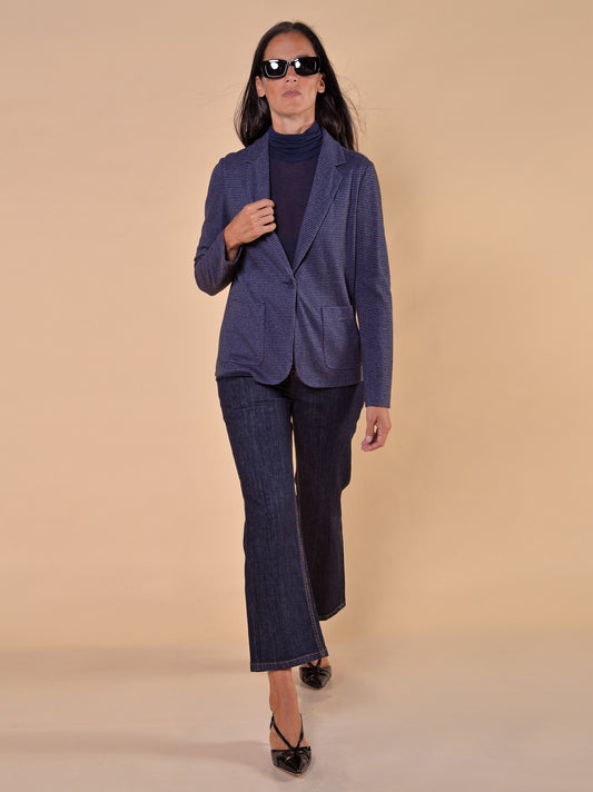 Giacca Jersey Pied de Poule Blu