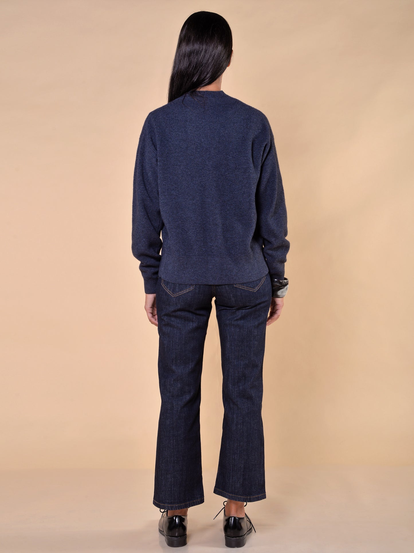 Cardigan in Misto Lana Blu Denim