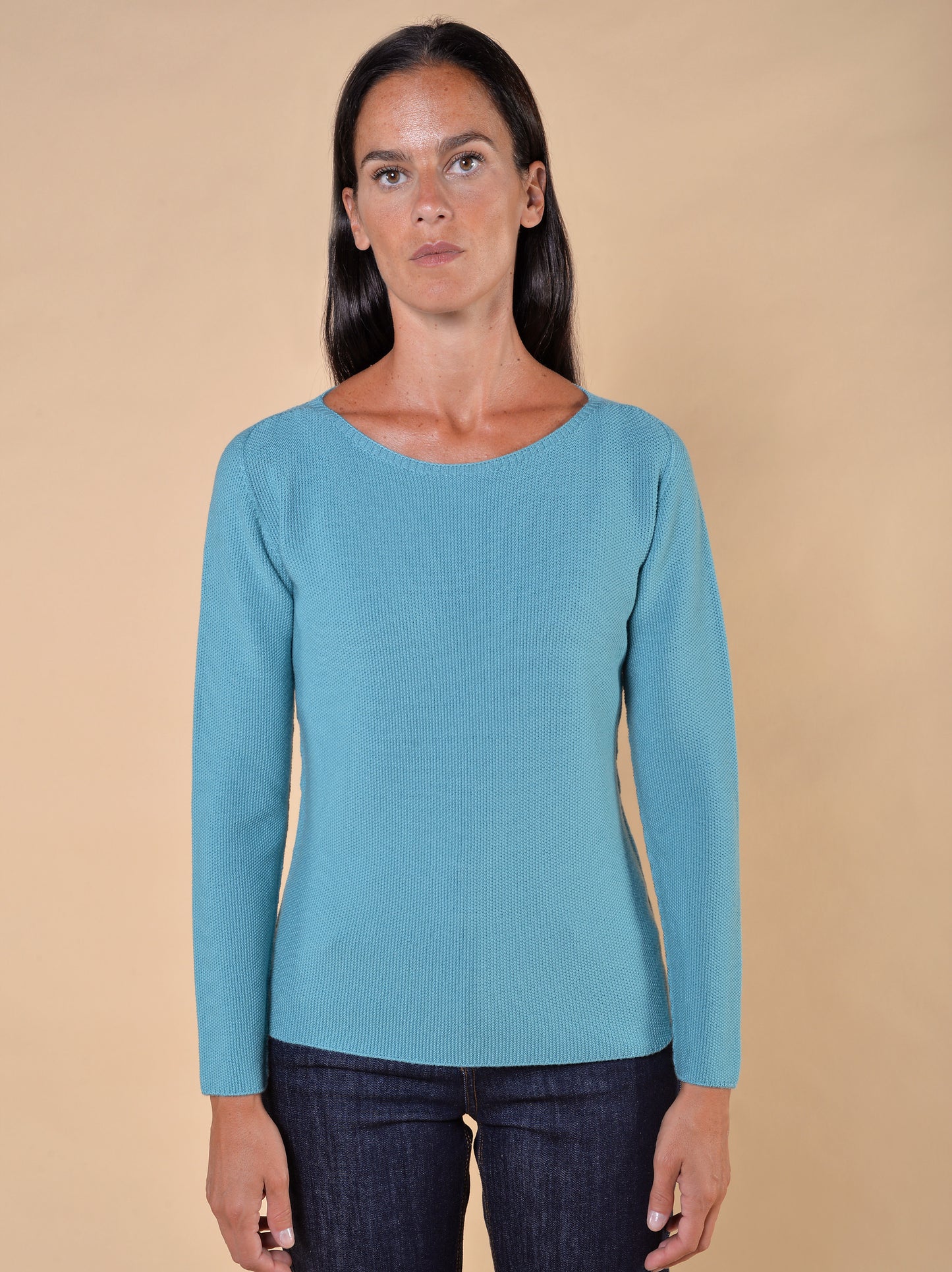 Maglia in Pura Lana Vergine Punto Riso Anice
