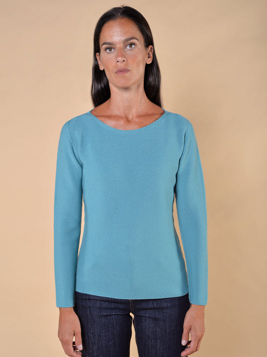 Maglia in Pura Lana Vergine Punto Riso Anice