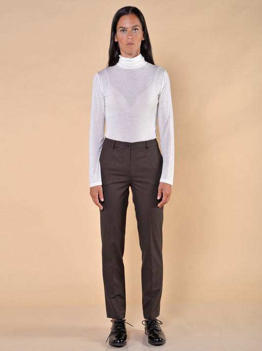 Pantaloni Gamba Dritta Gessato Moro