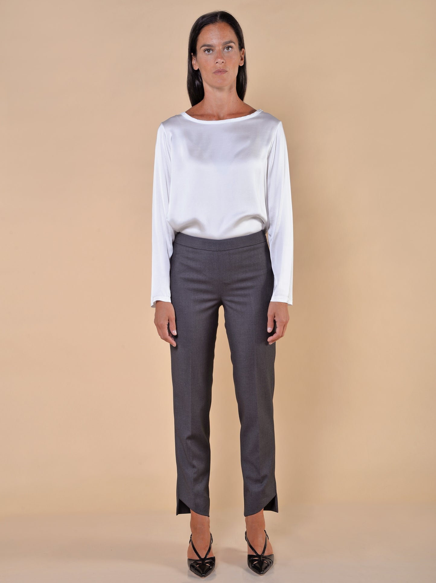 Pantaloni Zip Laterale e Spacchi Asimmetrici Antracite