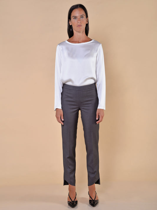 Pantaloni Zip Laterale e Spacchi Asimmetrici Antracite