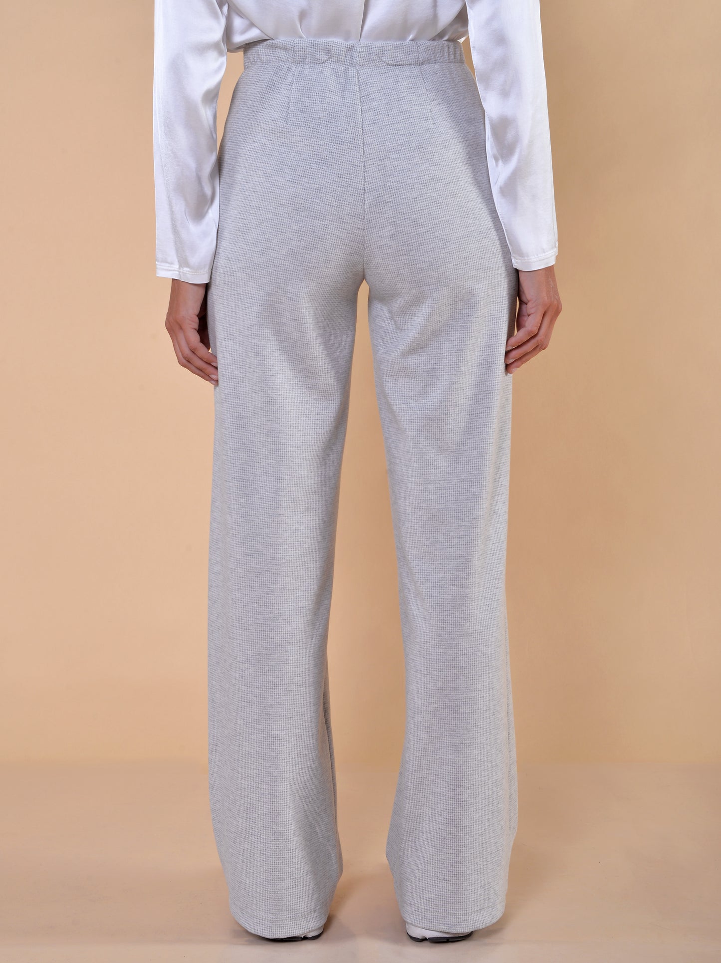 Pantaloni Jersey Pied de Poule Grigio