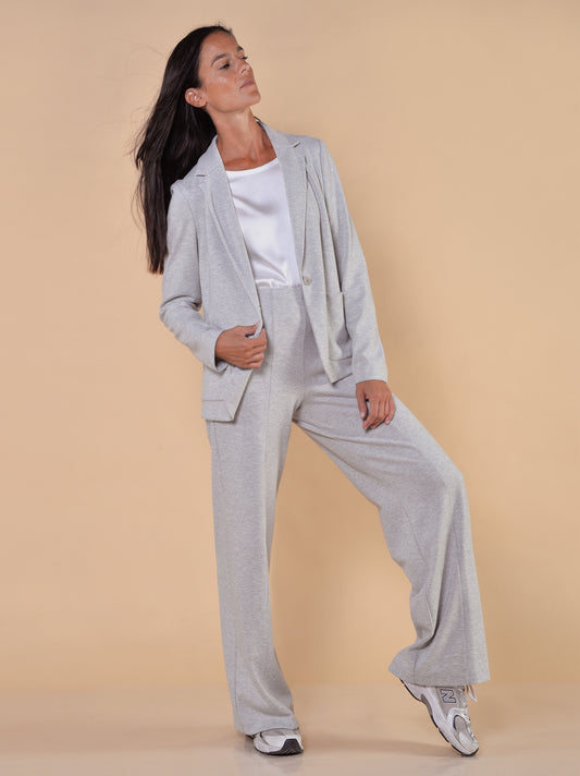 Pantaloni Jersey Pied de Poule Grigio