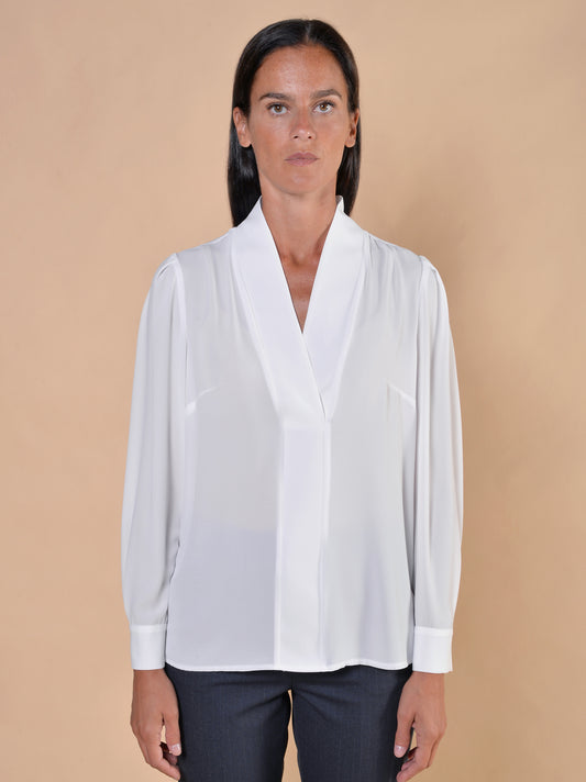 Blusa Scollo a V Con Bordo
