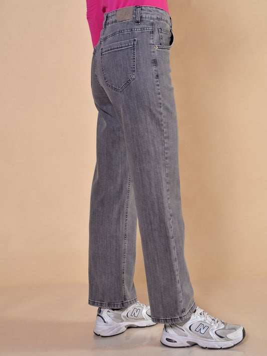 Jeans Gamba Dritta Grigio