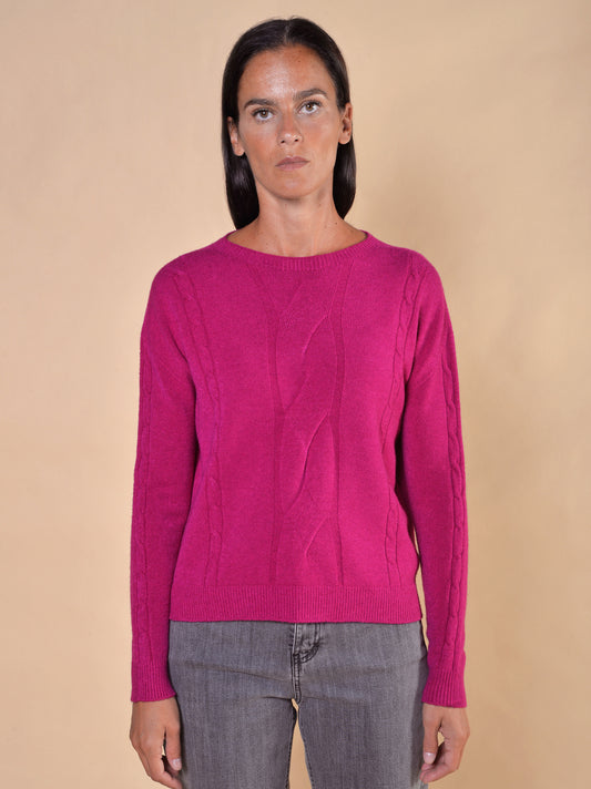 Maglia Treccia Paricollo Peonia