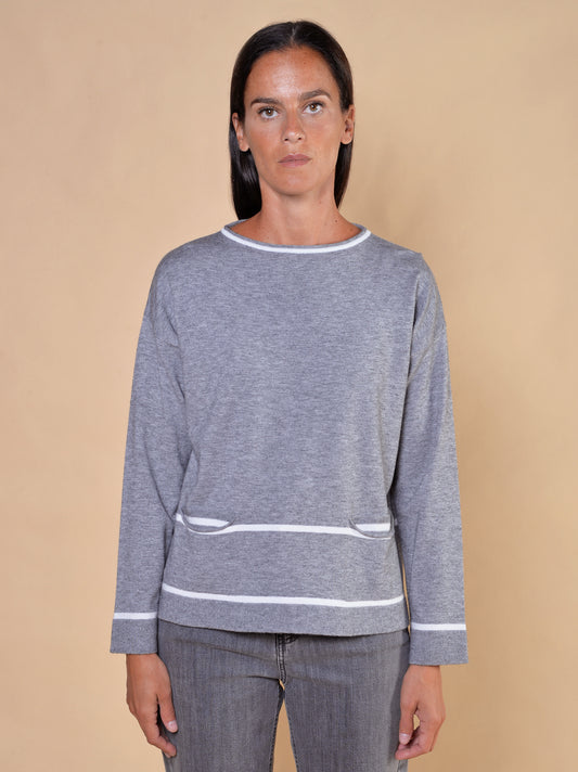 Maglia con Righe e con Tasche