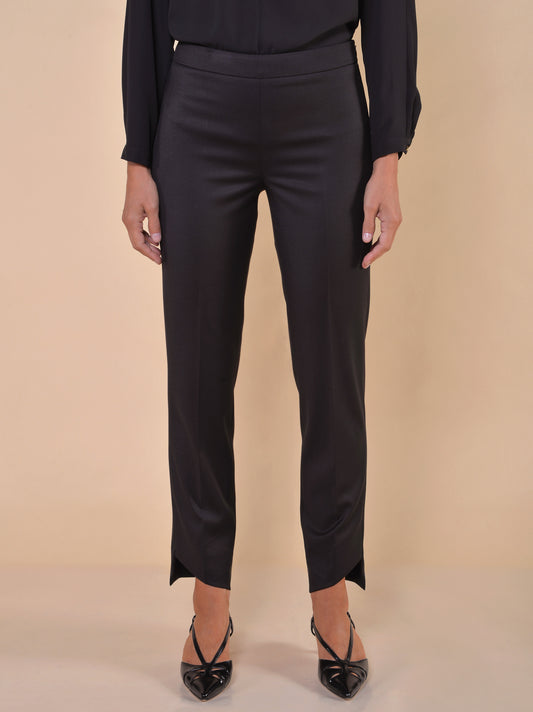 Pantaloni Zip Laterale e Spacchi Asimmetrici Nero