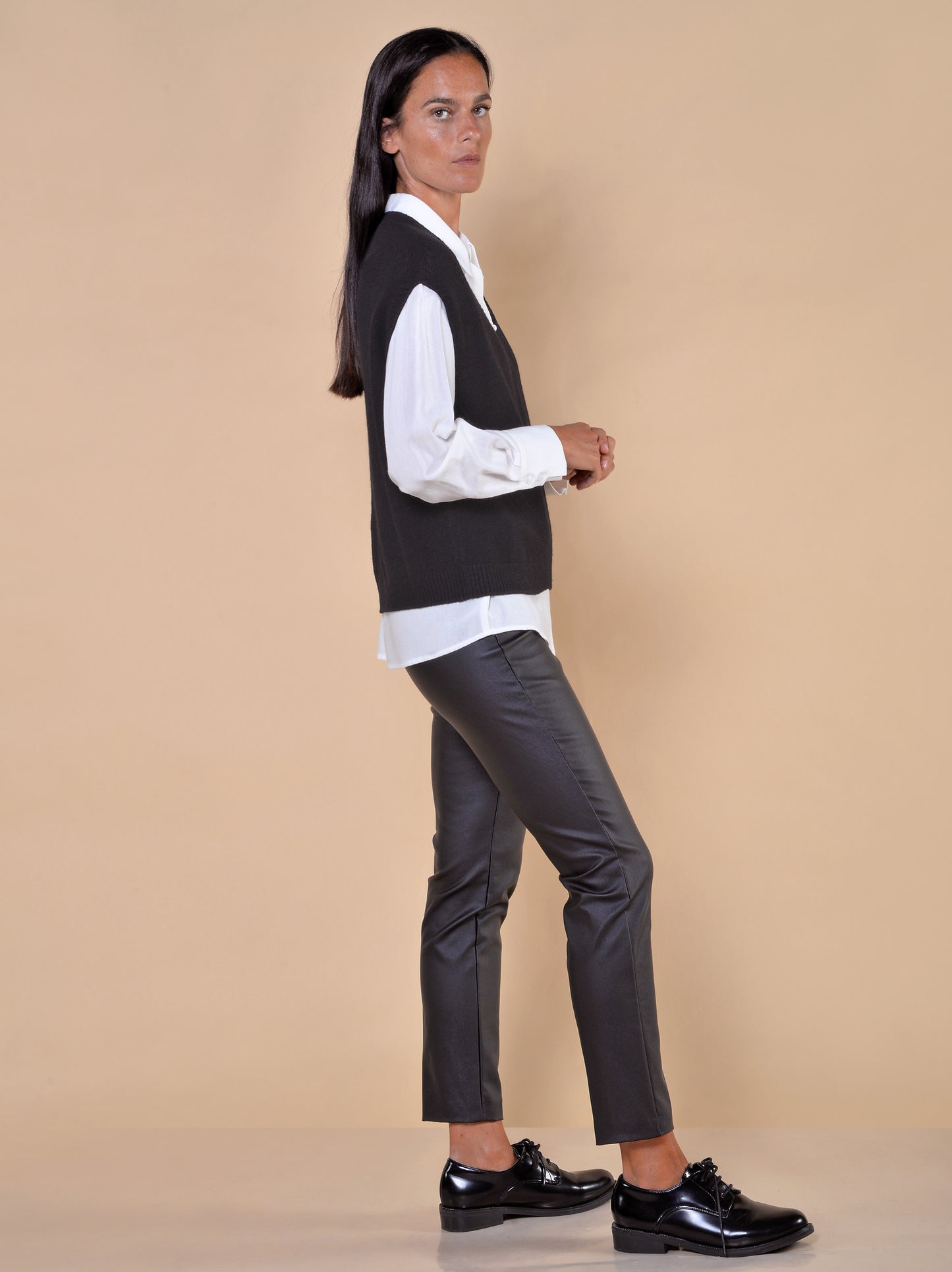 Gilet in Maglia di Viscosa Elasticizzata Nero