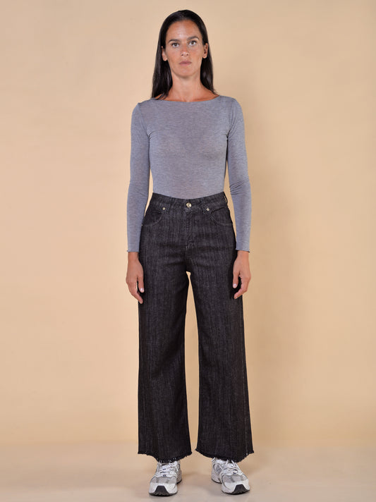 Jeans Gamba Larga Nero Denim