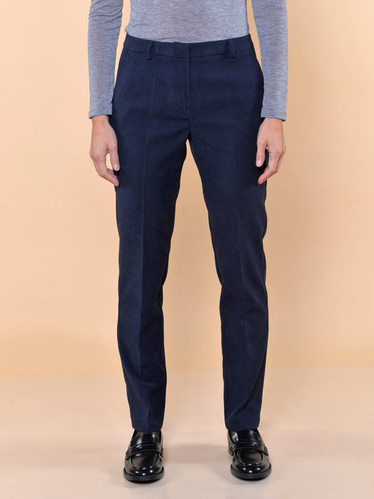 Pantaloni a Sigaretta in Vellutino Blu