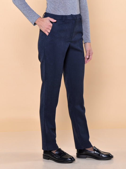 Pantaloni a Sigaretta in Vellutino Blu