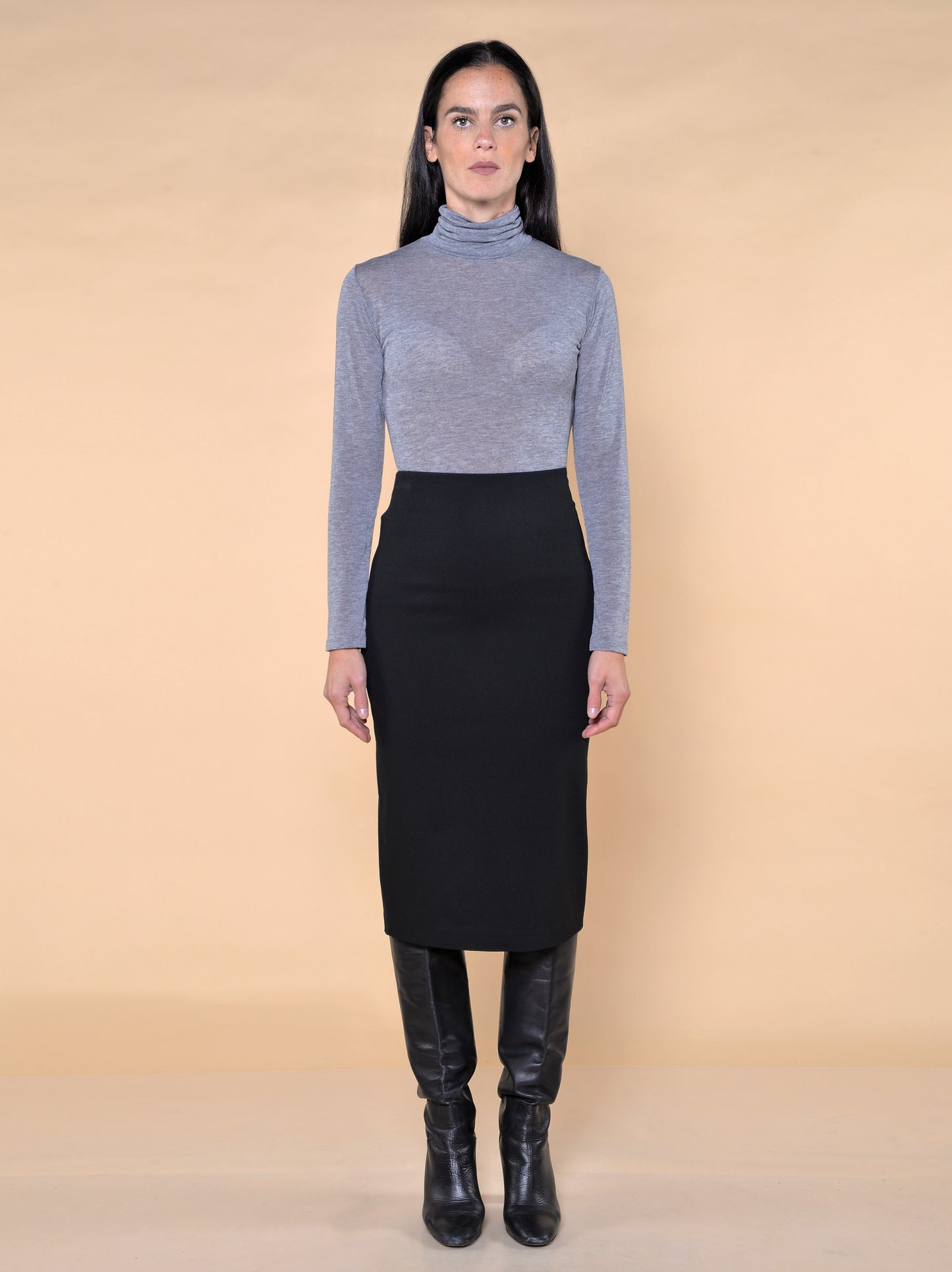 Grey Cashmere Blend Turtleneck