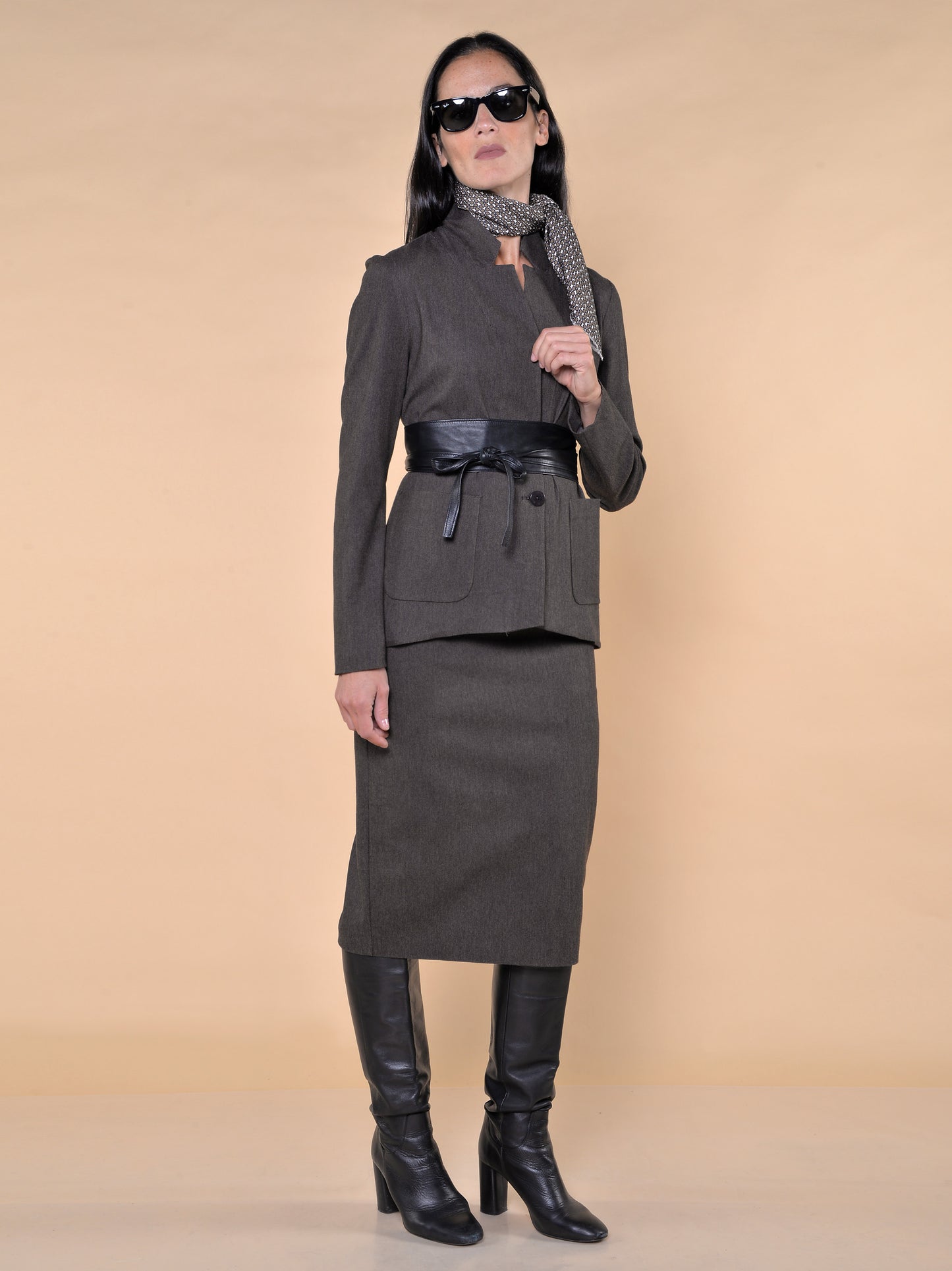 Gonna Bistretch a Tubino Longuette Microfantasia Noce