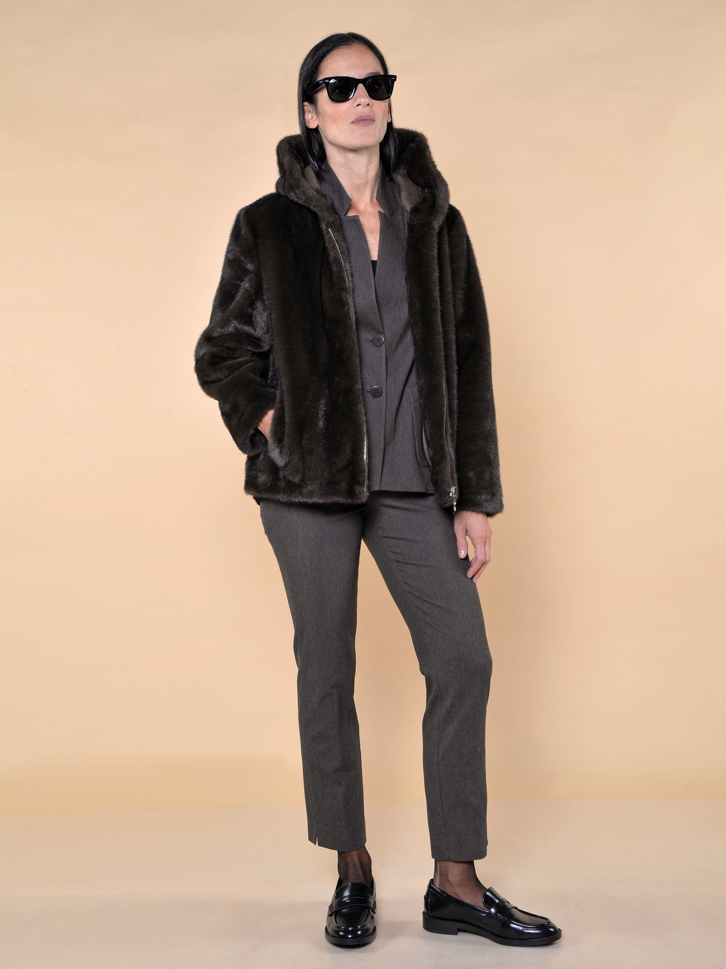 Leggings Bistretch in Microfantasia Noce