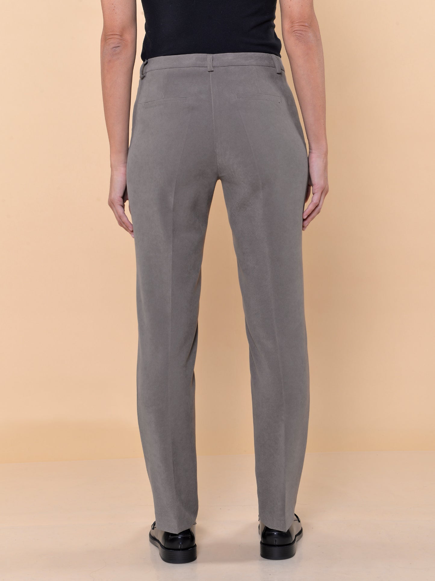 Pantaloni a Sigaretta in Vellutino Noce