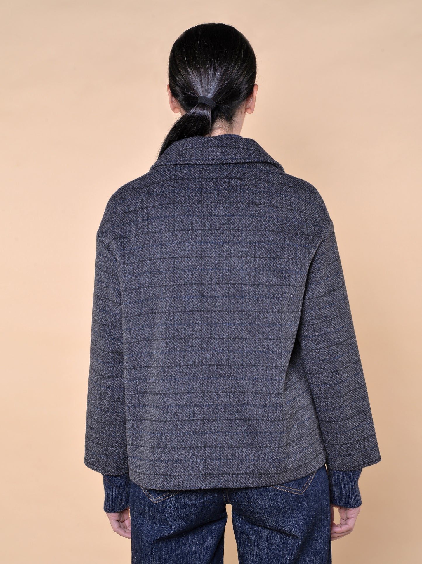 Cappa Doppiopetto Fantasia Quadro Grigio