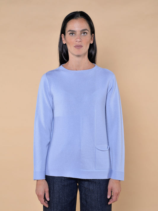 Maglia Girocollo in Lana con Tasca Nuvola