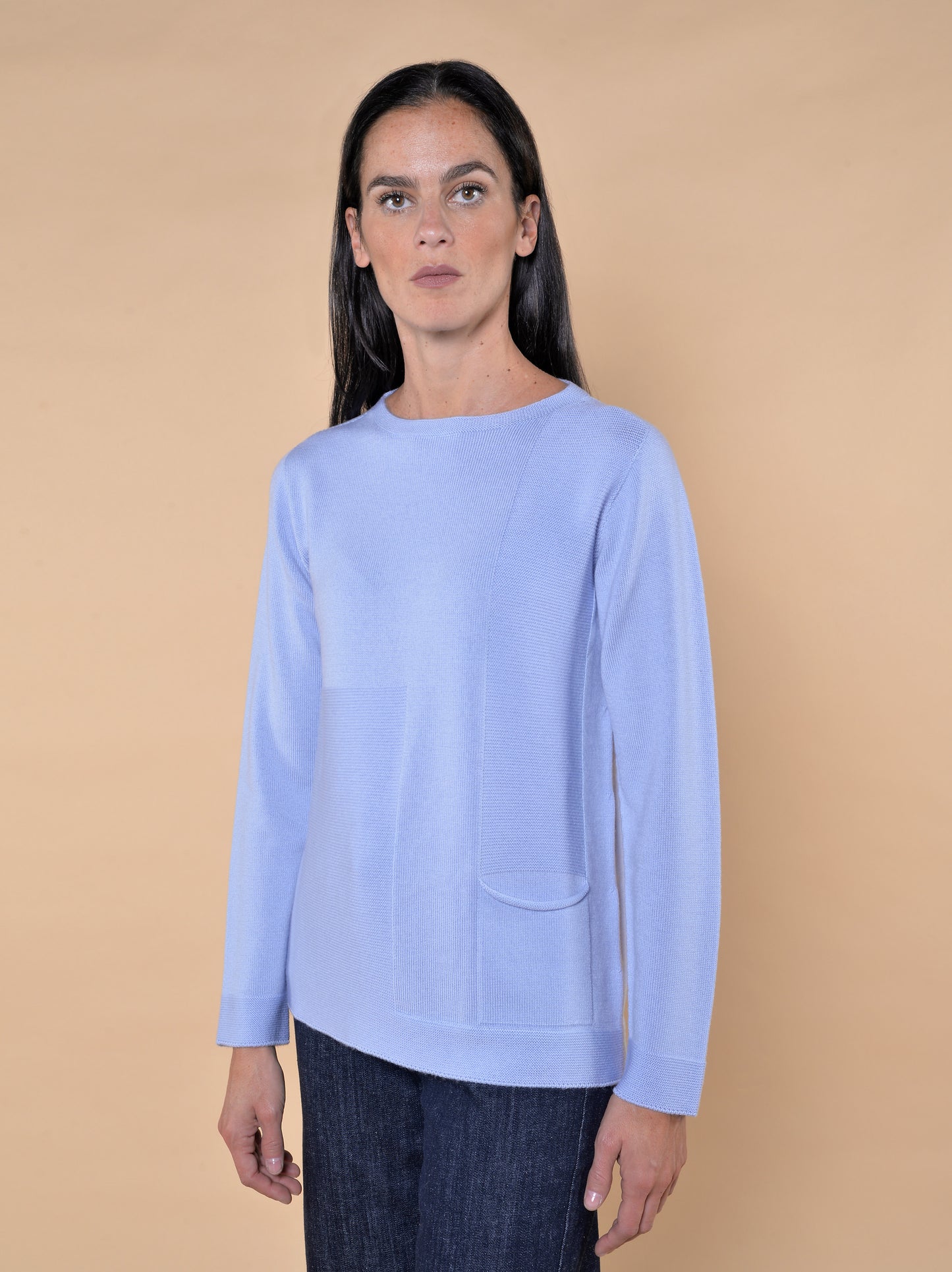 Maglia Girocollo in Lana con Tasca Nuvola