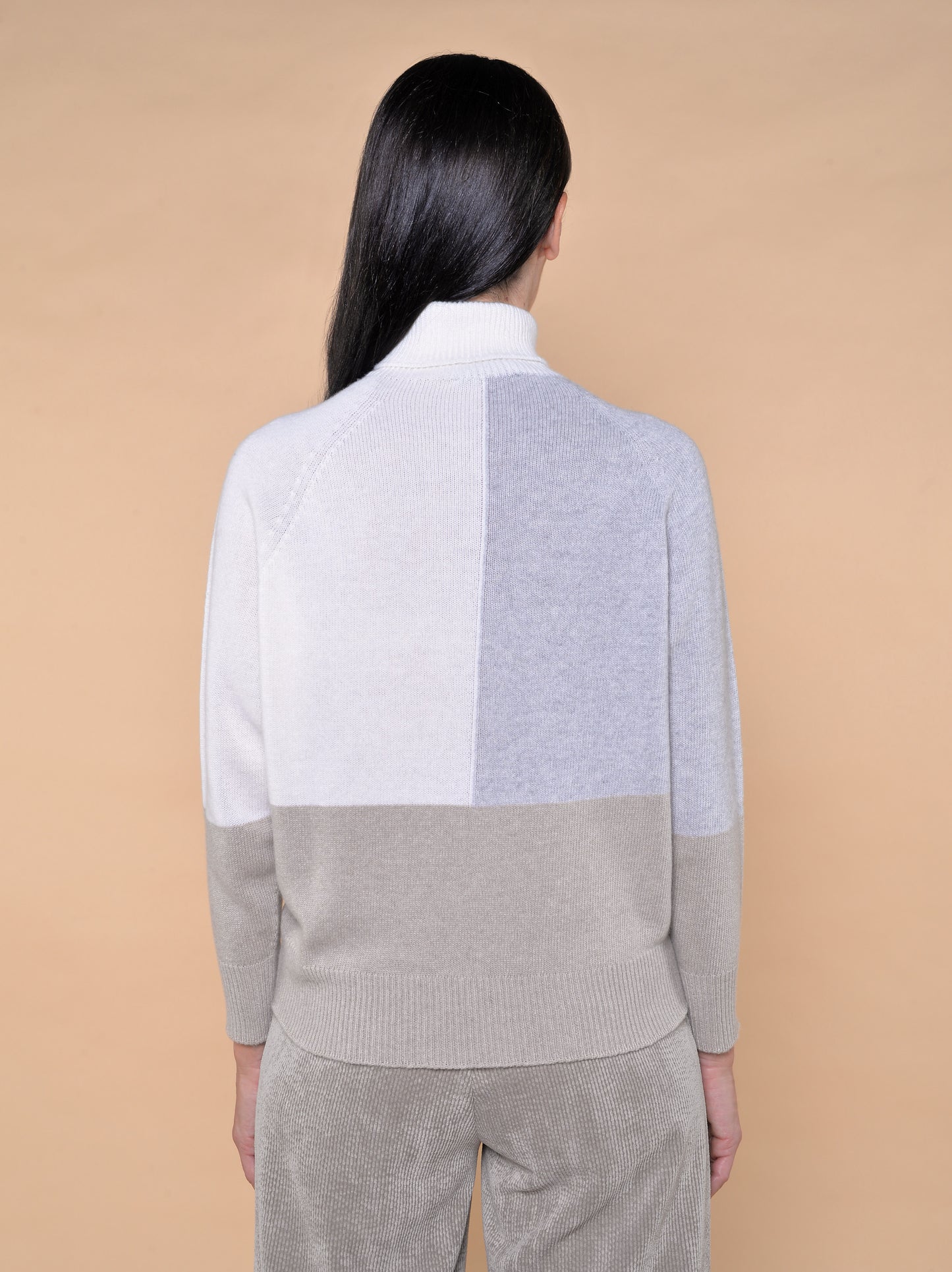 Maglia Color Block Grigio/Panna/Casha'