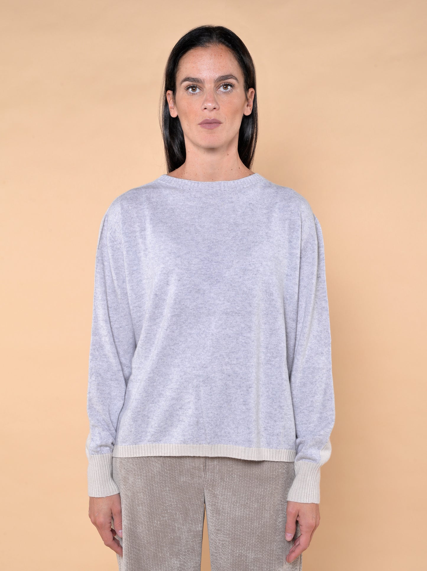Maglia Bicolore in Misto Lana Casha'/Grigio