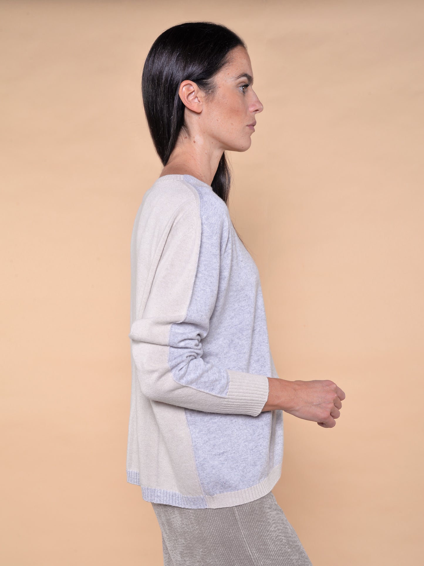 Maglia Bicolore in Misto Lana Casha'/Grigio