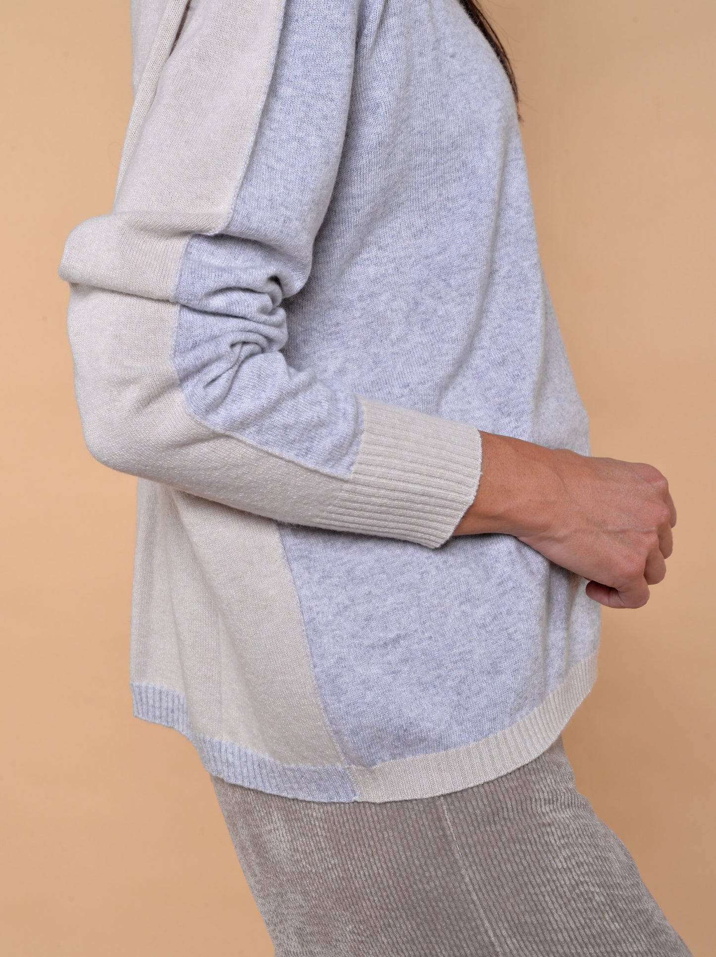 Maglia Bicolore in Misto Lana Casha'/Grigio