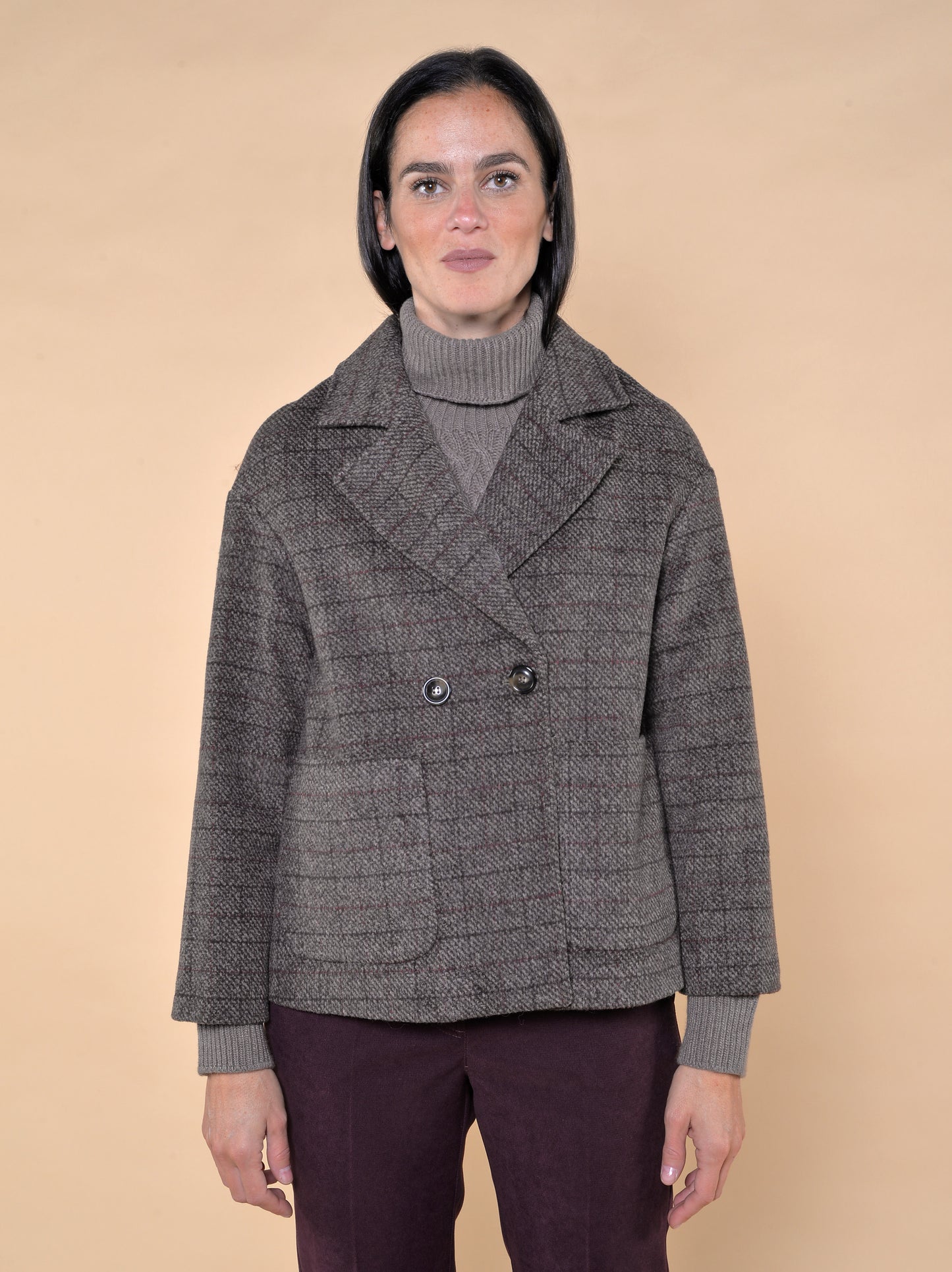 Collo Alto con Trecce Misto Cachemire Noce