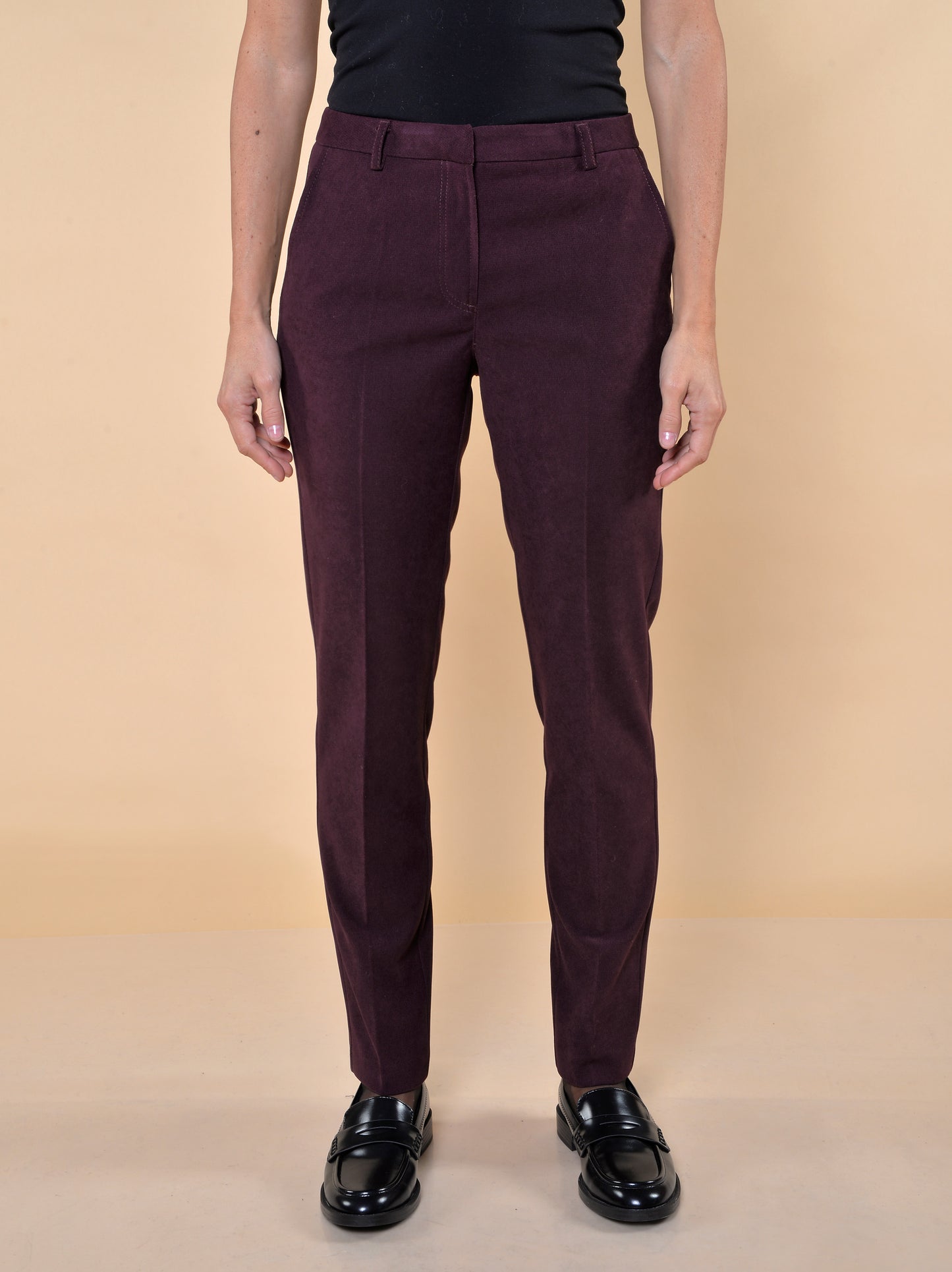 Pantaloni a Sigaretta in Vellutino Bordeaux