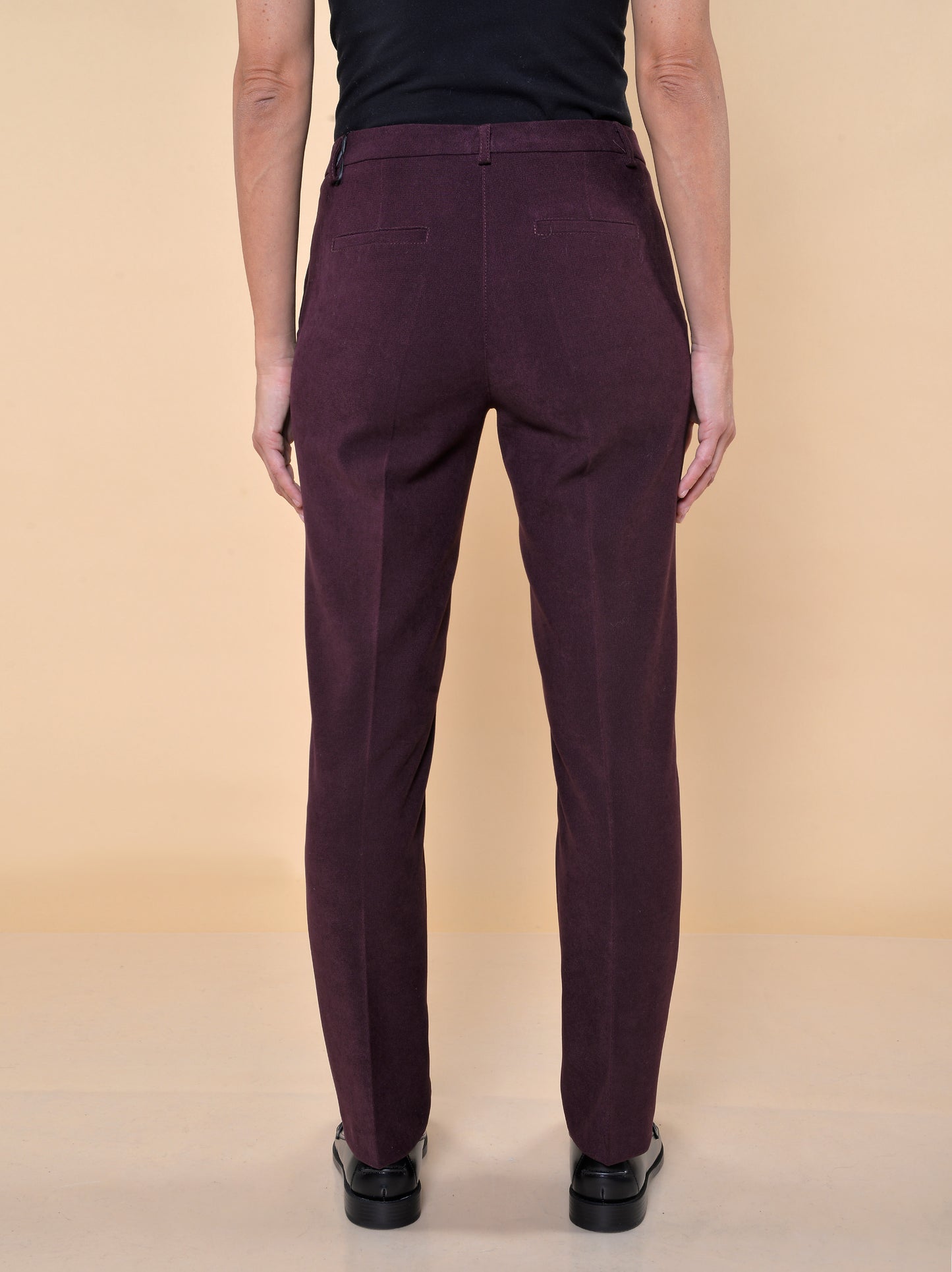 Pantaloni a Sigaretta in Vellutino Bordeaux