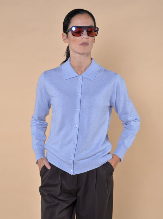 Polo Manica Lunga Misto Lana Nuvola