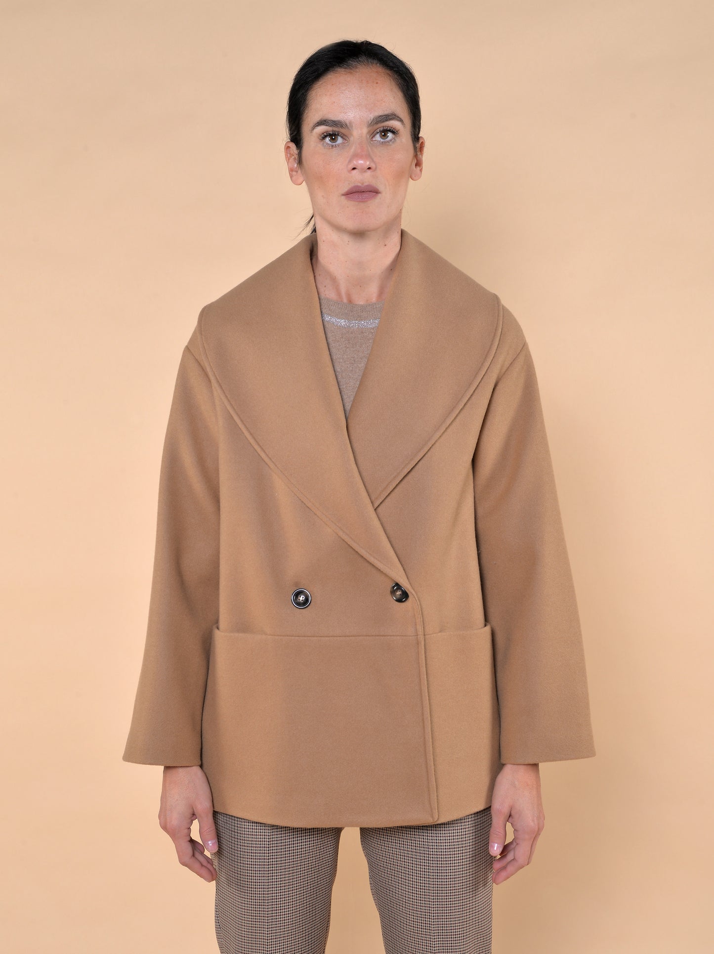 Giaccone Collo Ampio Cammello