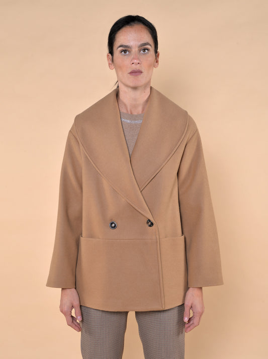 Giaccone Collo Ampio Cammello