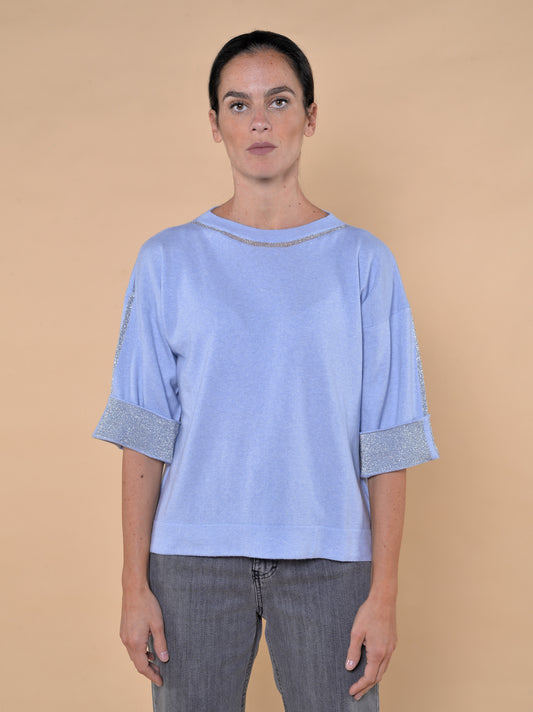 Maglia in Misto Lana Nuvola e Lurex Argento