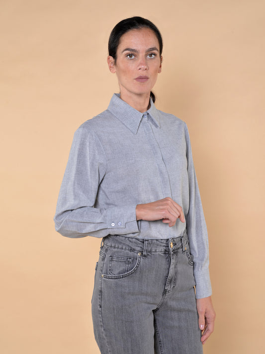 Camicia in Garza Polso Asimmetrico Grigia