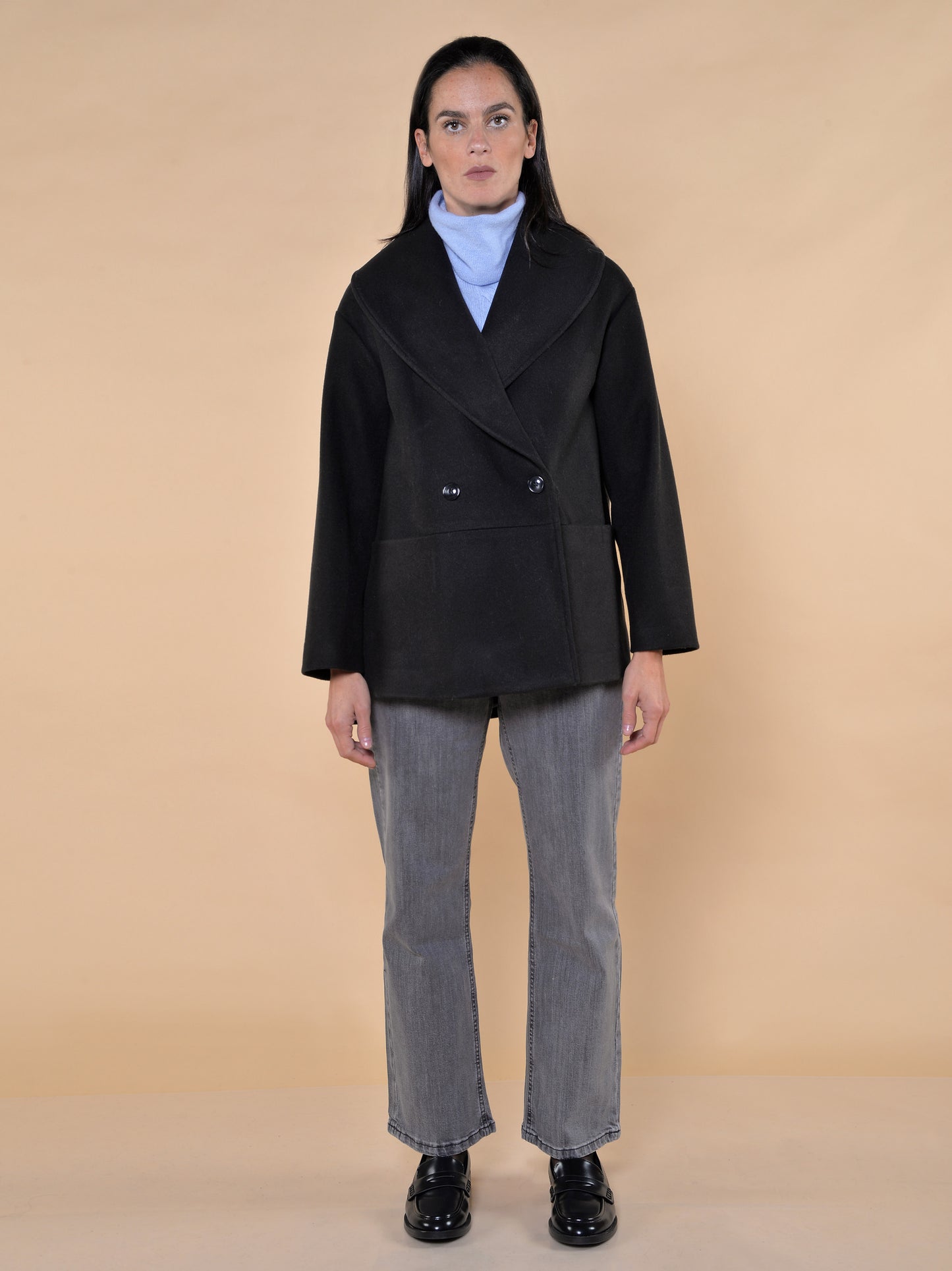 Giaccone Collo Ampio Nero