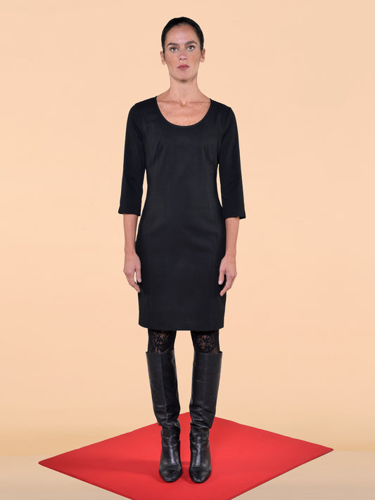 Abito A Tubino Con Manica 3/4 Nero