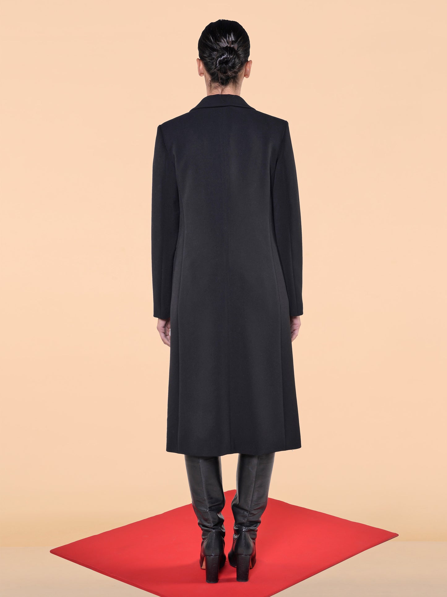 Cappotto Lungo in Triplo Crepe Nero