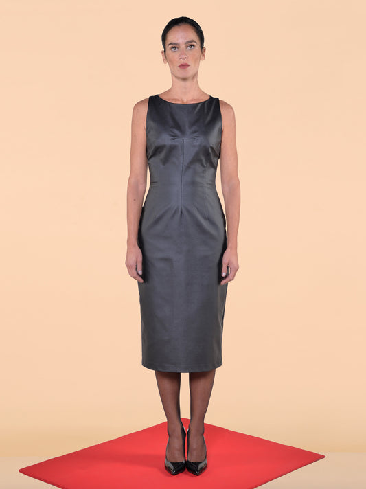 Abito a Tubino Bistretch in Ecopelle Nera