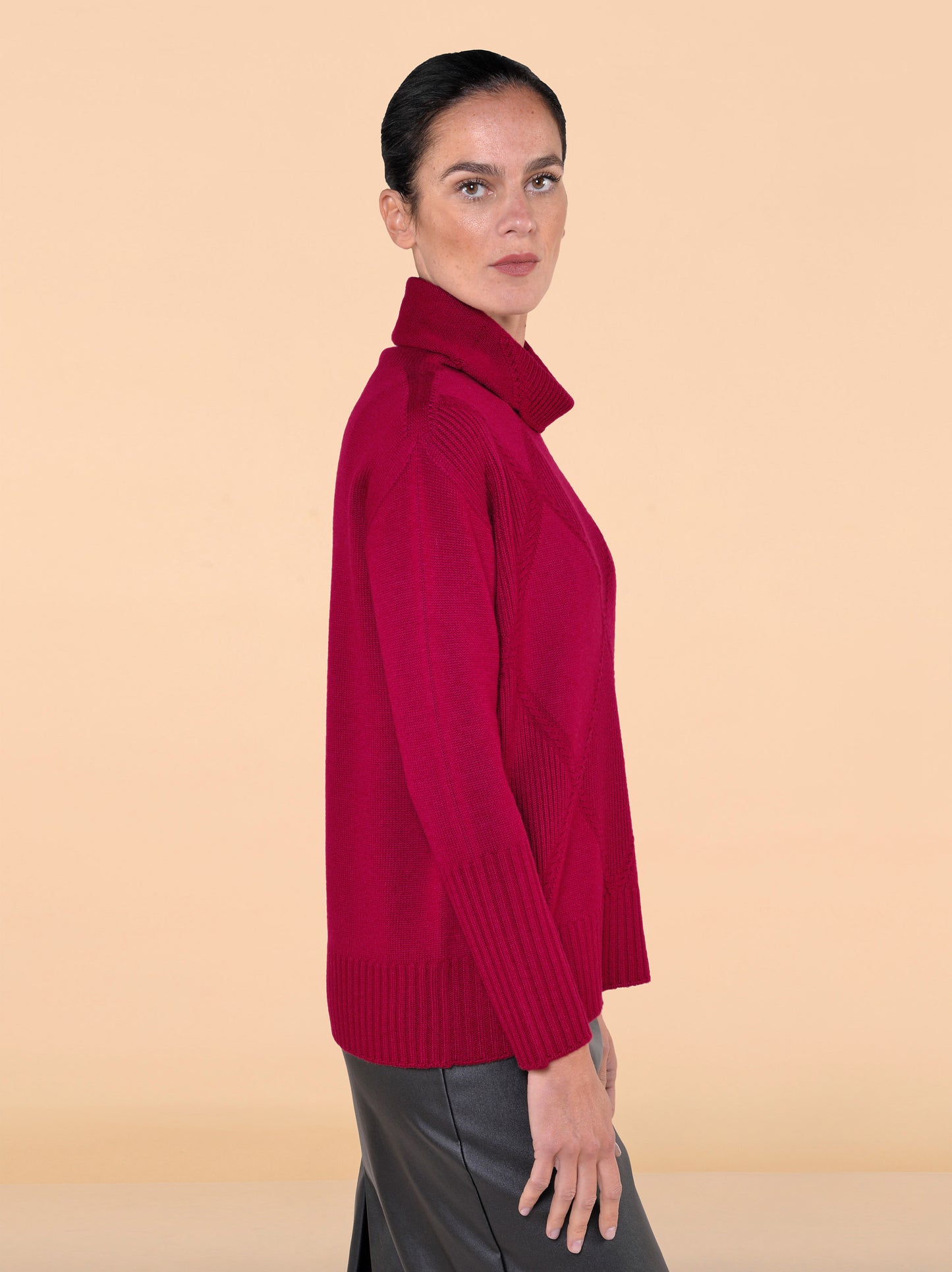 Maglia con Rombi e Trecce in Lana