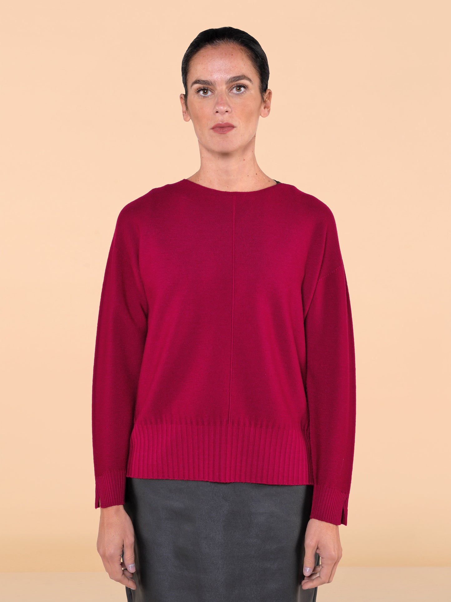 Maglia in Lana AmarenaGirocollo con Spacchetti sulla Manica